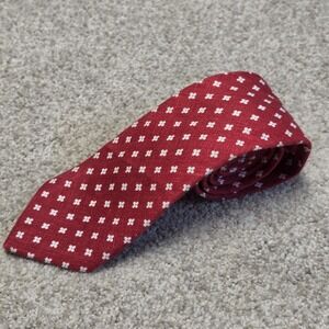 Suitsupply Red Floral Medallion Tie 100% Linen Made in Italy Classic 3"‎